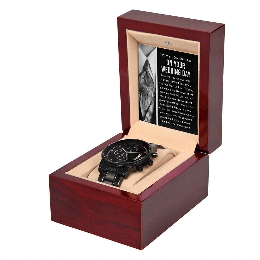 Hold Her Hand Forever - Black Chronograph Watch For Son-In-Law