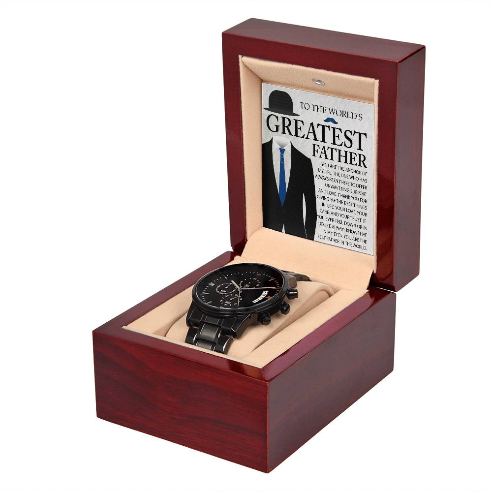 Anchor Of My Life - Black Chronograph Watch For Dad
