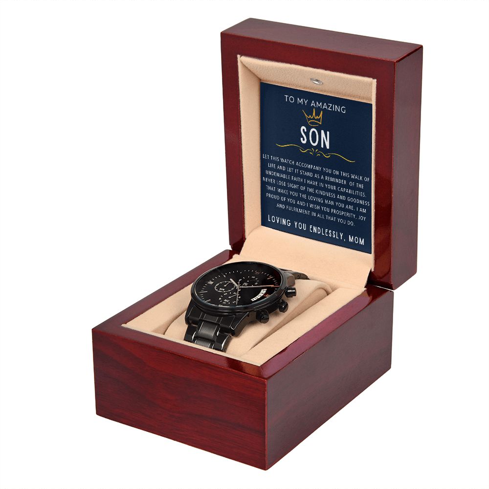On This Walk Of Life - Black Chronograph Watch For Son