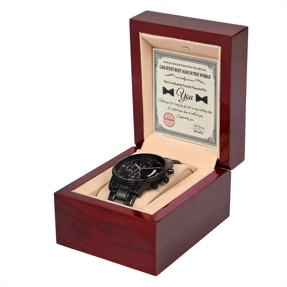Greatest Best Man - Black Chronograph Watch For Best Man