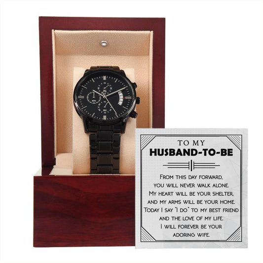 "I Do" - Black Chronograph Watch For Husband-To-Be