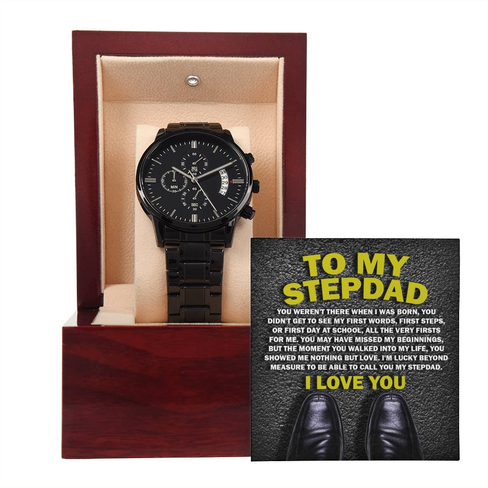 Lucky Beyond Measure - Black Chronograph Watch For Stepdad