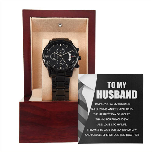 Our Time Together - Black Chronograph Watch For Husband