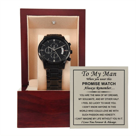 Promise Watch - Black Chronograph Watch For My Man