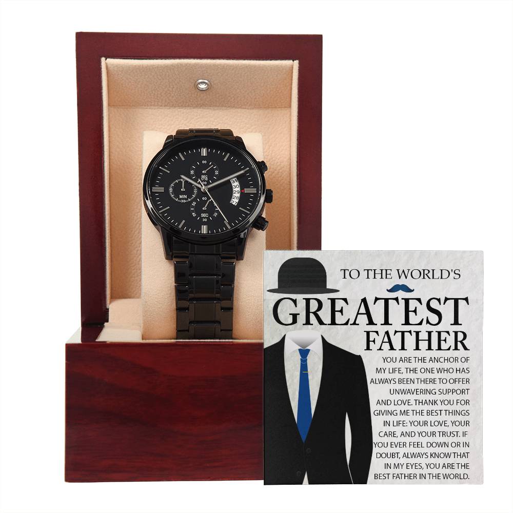 Anchor Of My Life - Black Chronograph Watch For Dad