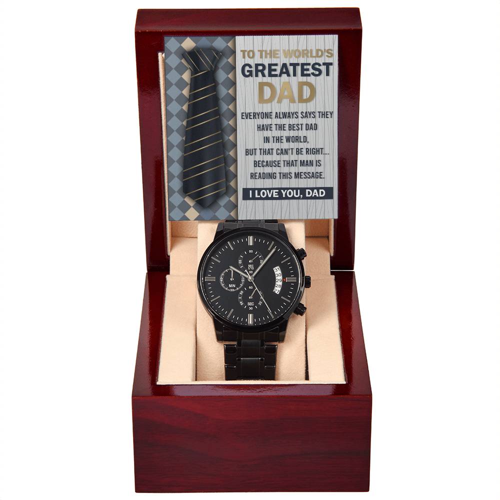 The Man Reading This Message - Black Chronograph Watch For Dad
