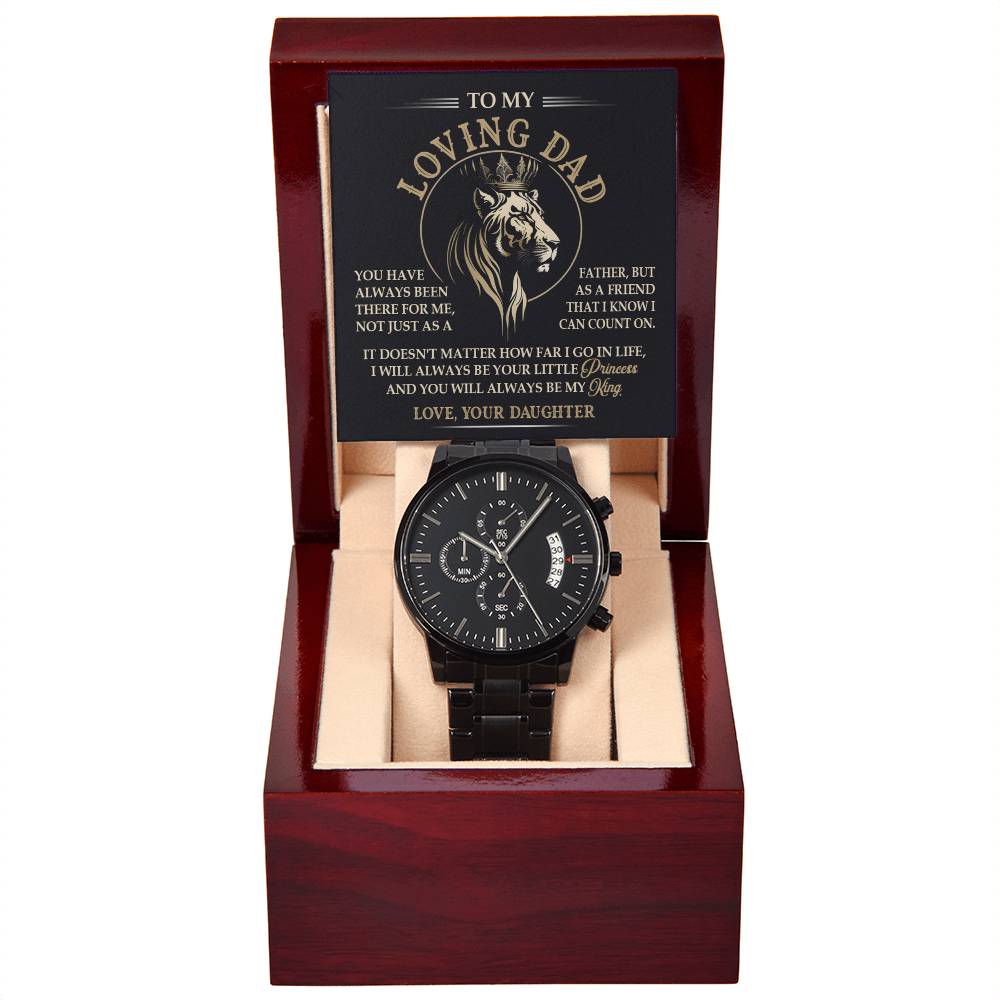 Always Your Little Princess - Black Chronograph Watch For Dad