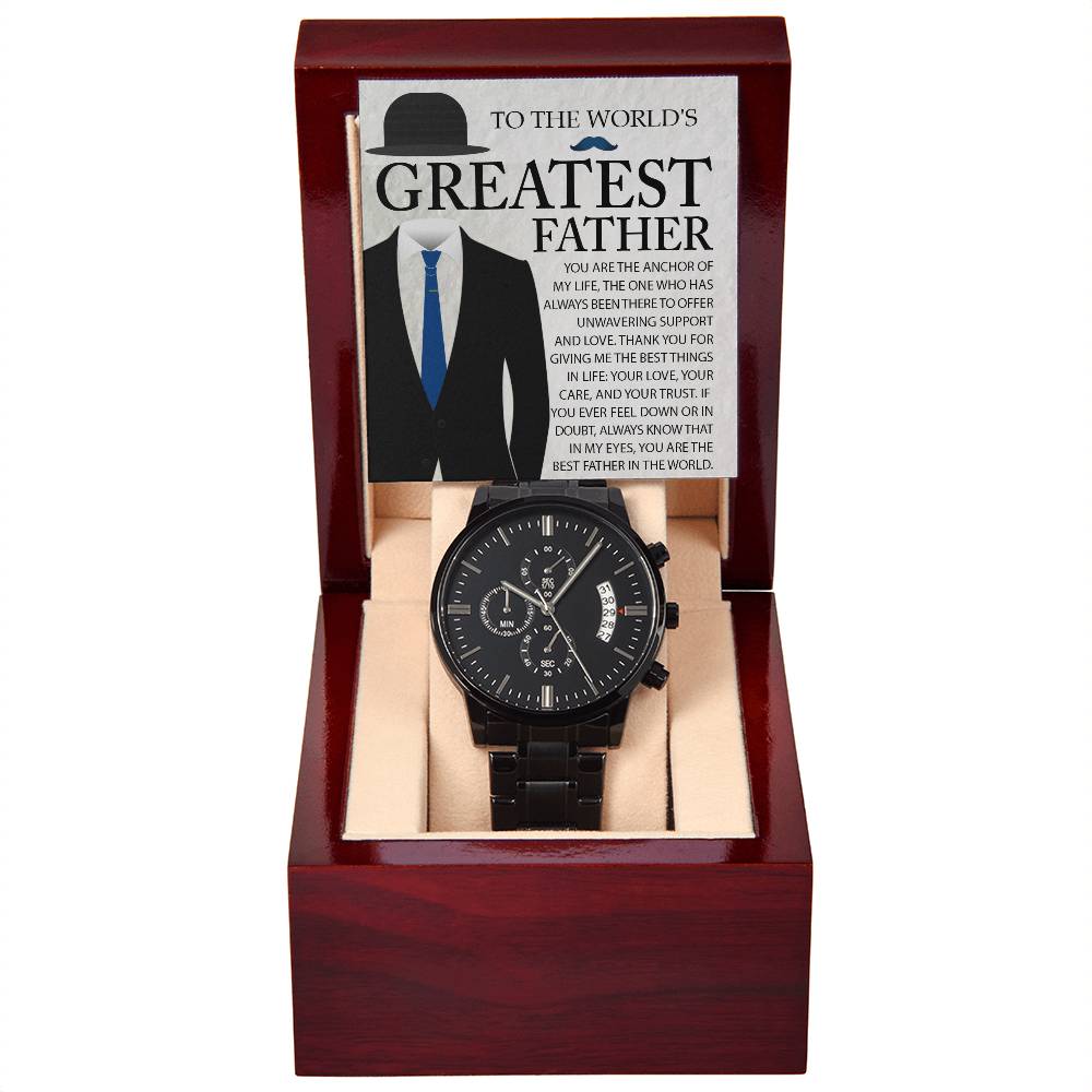 Anchor Of My Life - Black Chronograph Watch For Dad