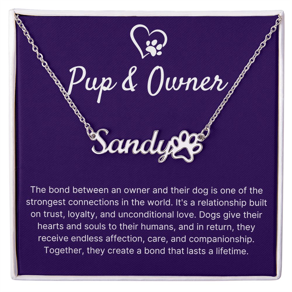 Pup & Owner Bond - Name Necklace With Paw Print