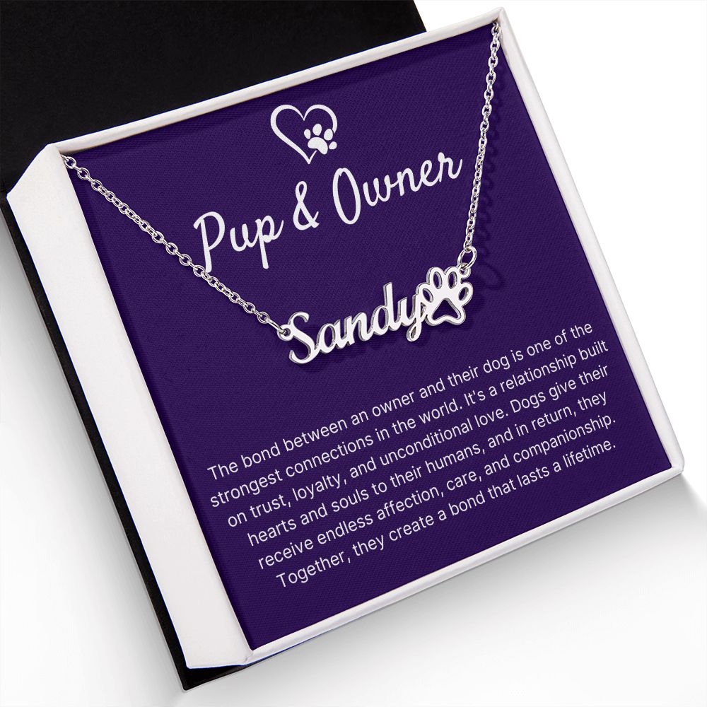 Pup & Owner Bond - Name Necklace With Paw Print