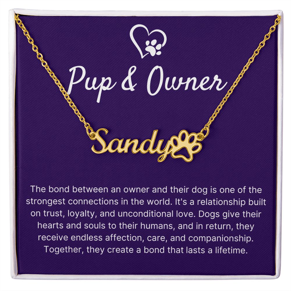 Pup & Owner Bond - Name Necklace With Paw Print