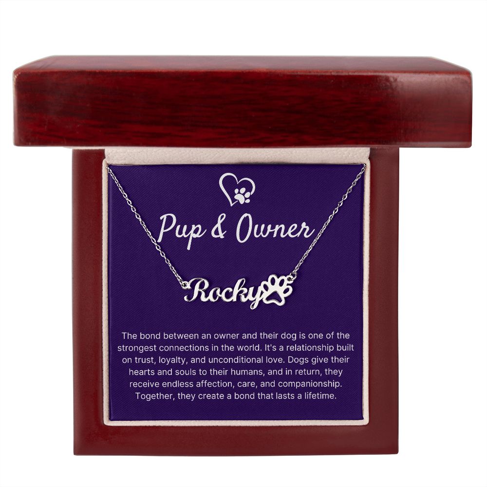 Pup & Owner Bond - Name Necklace With Paw Print