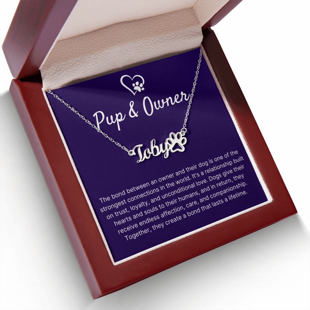 Pup & Owner Bond - Name Necklace With Paw Print