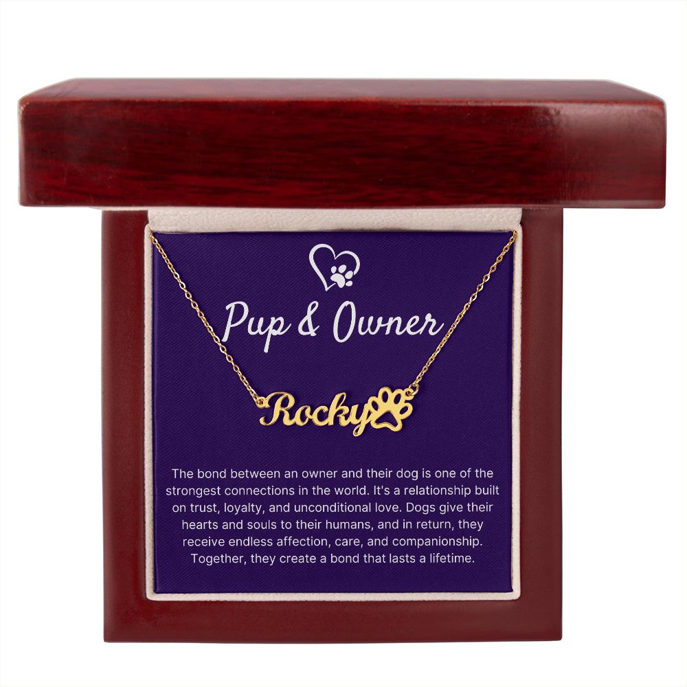 Pup & Owner Bond - Name Necklace With Paw Print