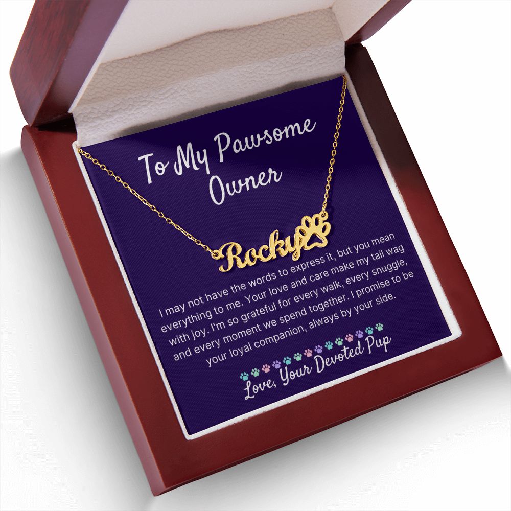 Always By Your Side - Name Necklace With Paw Print
