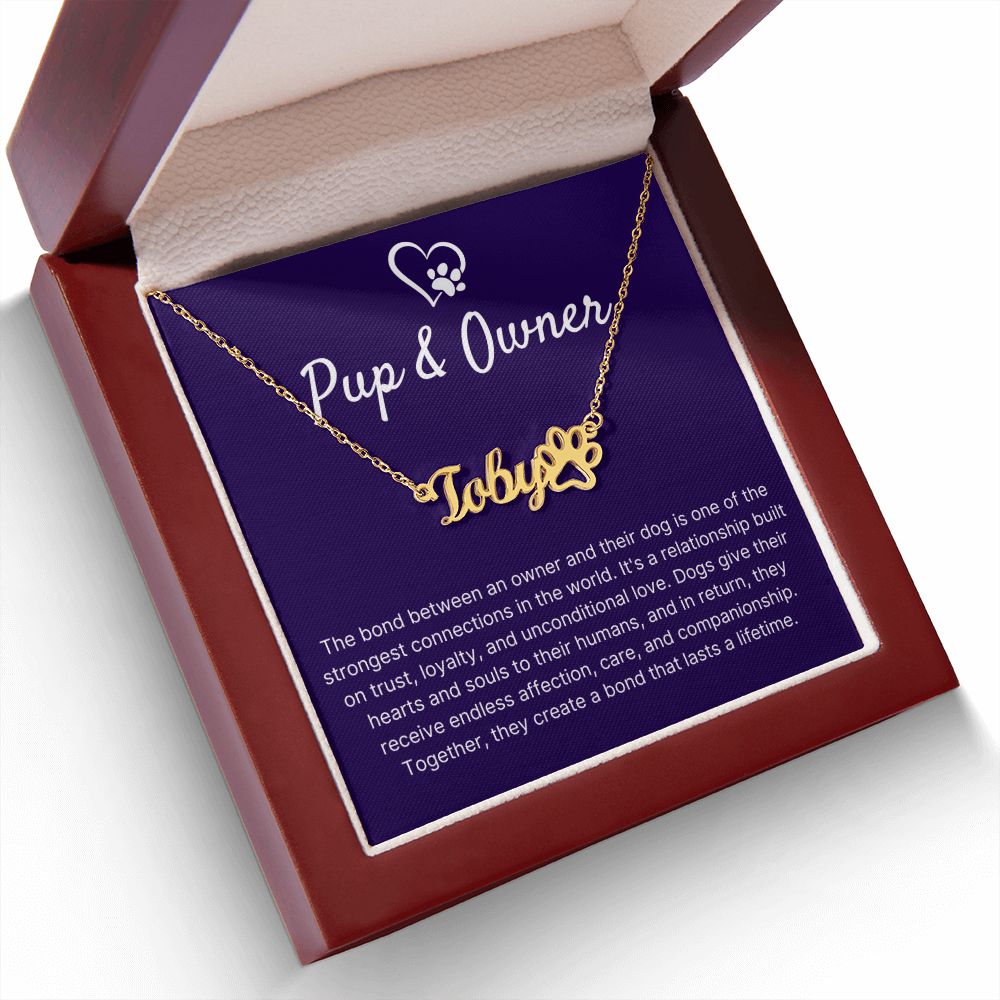 Pup & Owner Bond - Name Necklace With Paw Print