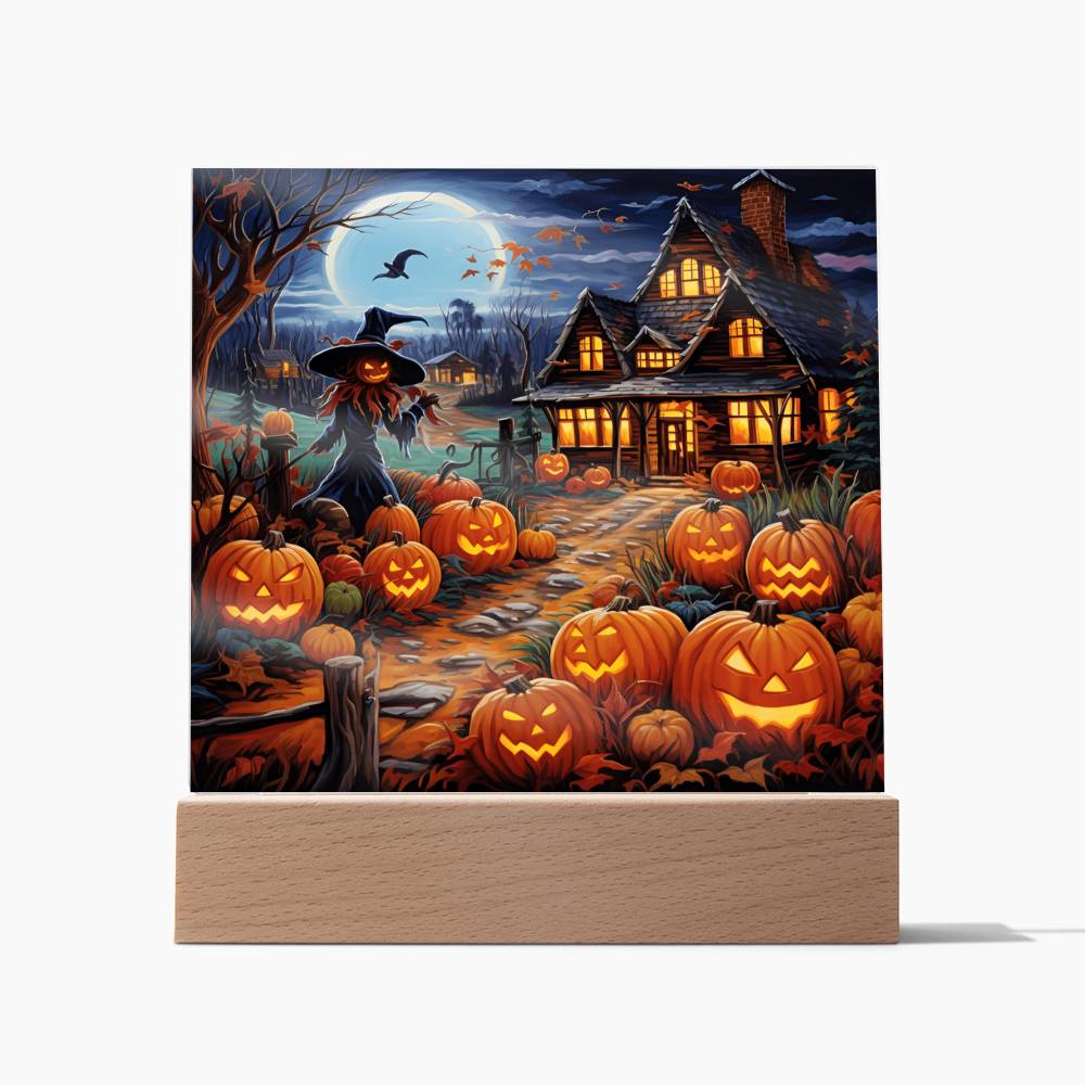 Halloween Mansion Stained Glass Halloween-Themed Acrylic Display Centerpiece