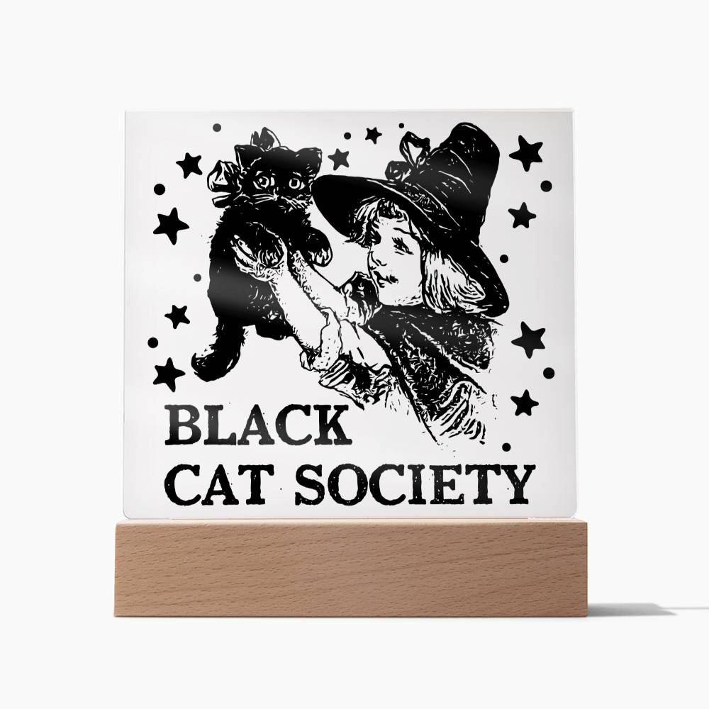 Black Cat Society - Halloween-Themed Acrylic Display Centerpiece