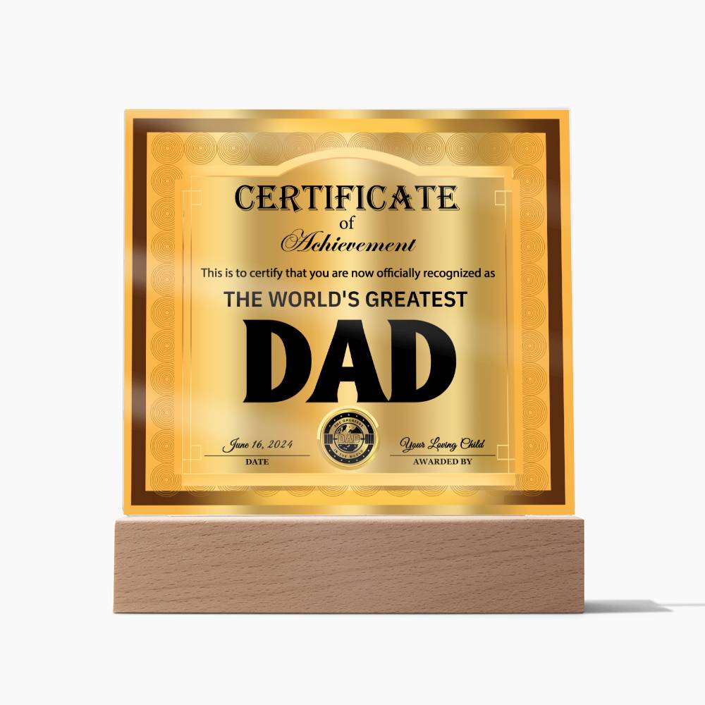 Official Recognition - Acrylic Display Centerpiece For Dad