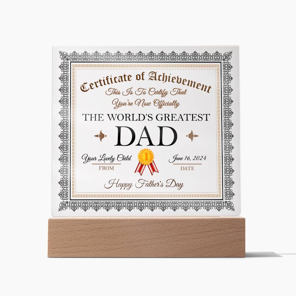 World's Greatest Dad - Acrylic Display Centerpiece For Dad