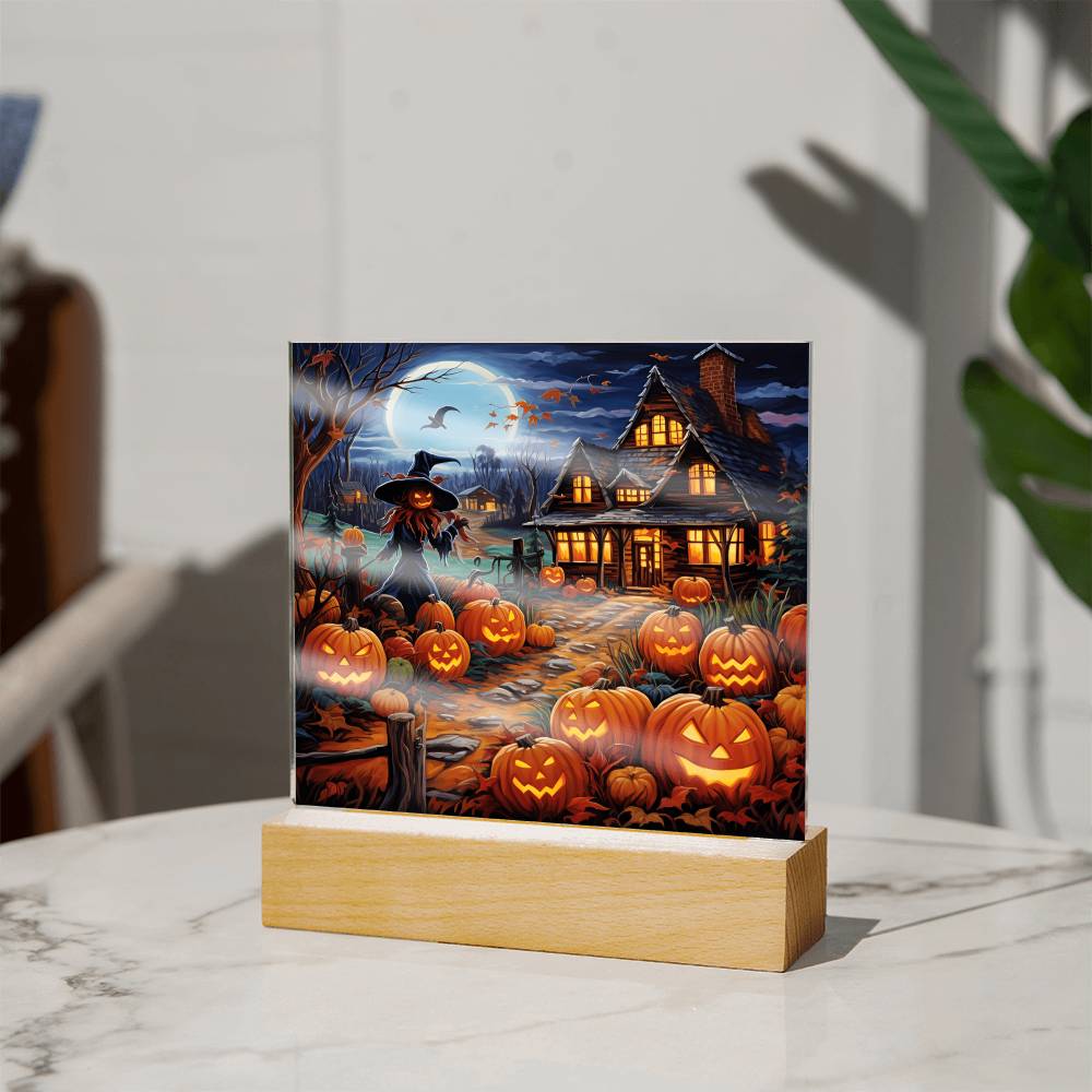 Halloween Mansion Stained Glass Halloween-Themed Acrylic Display Centerpiece