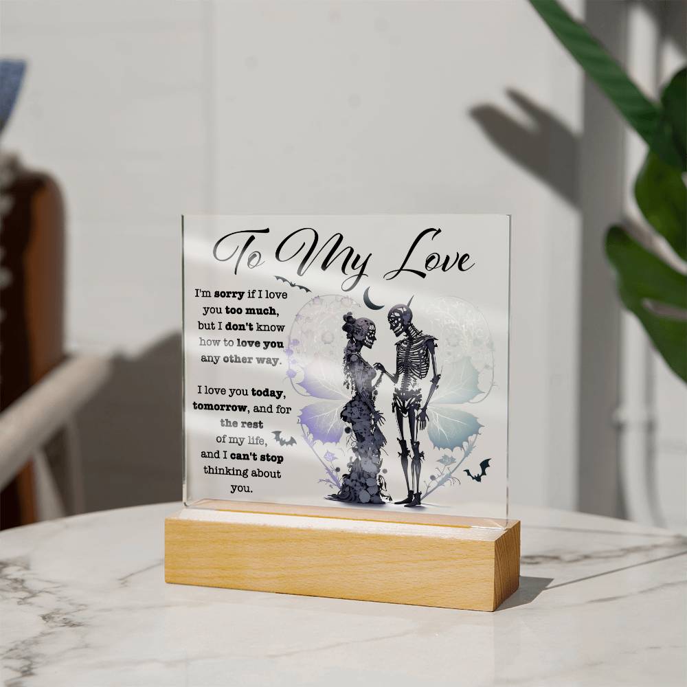 Love You Too Much - Halloween-Themed Acrylic Display Centerpiece