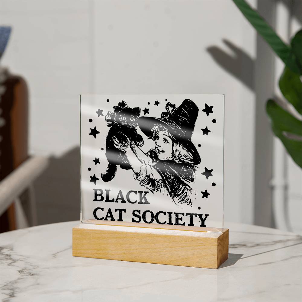 Black Cat Society - Halloween-Themed Acrylic Display Centerpiece