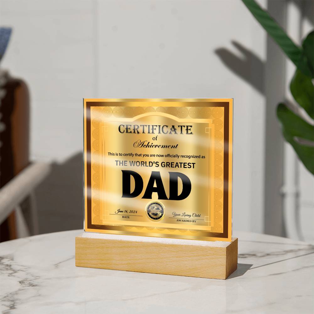 Official Recognition - Acrylic Display Centerpiece For Dad