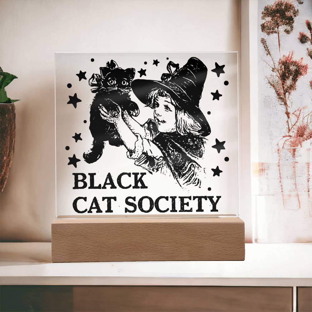 Black Cat Society - Halloween-Themed Acrylic Display Centerpiece