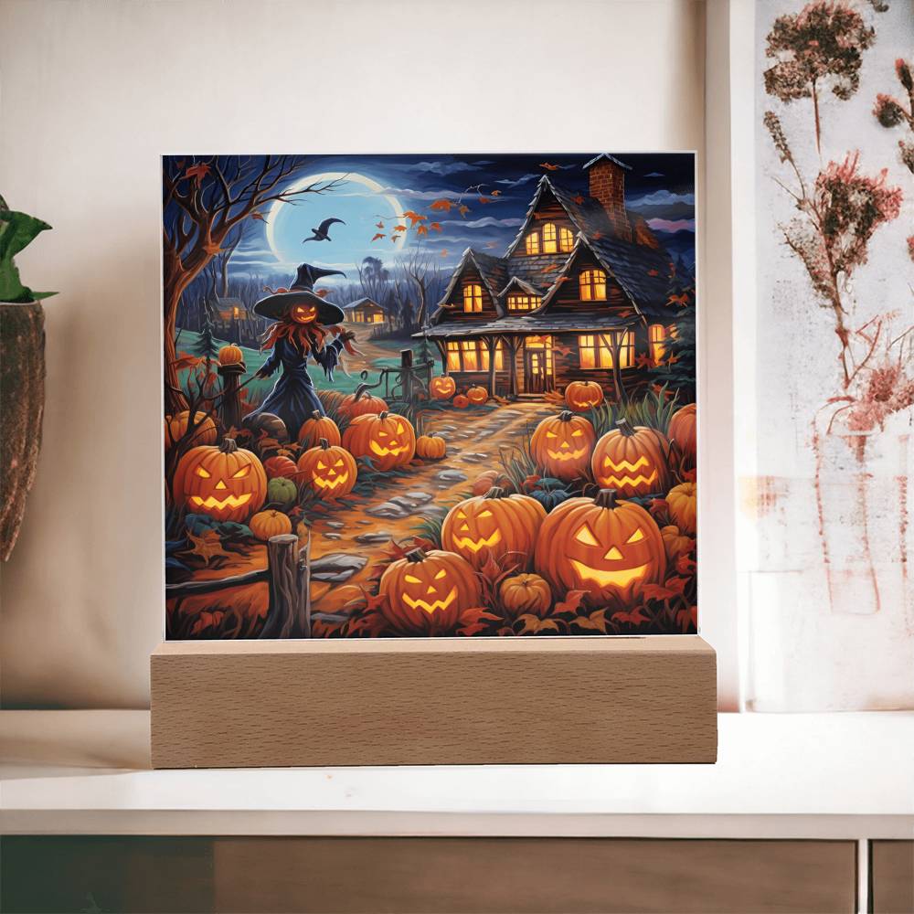 Halloween Mansion Stained Glass Halloween-Themed Acrylic Display Centerpiece