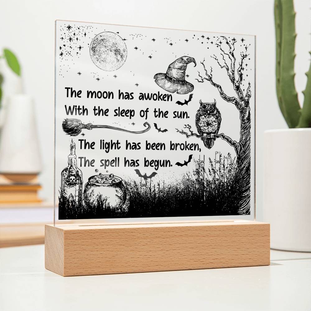 The Spell Has Begun - Halloween-Themed Acrylic Display Centerpiece