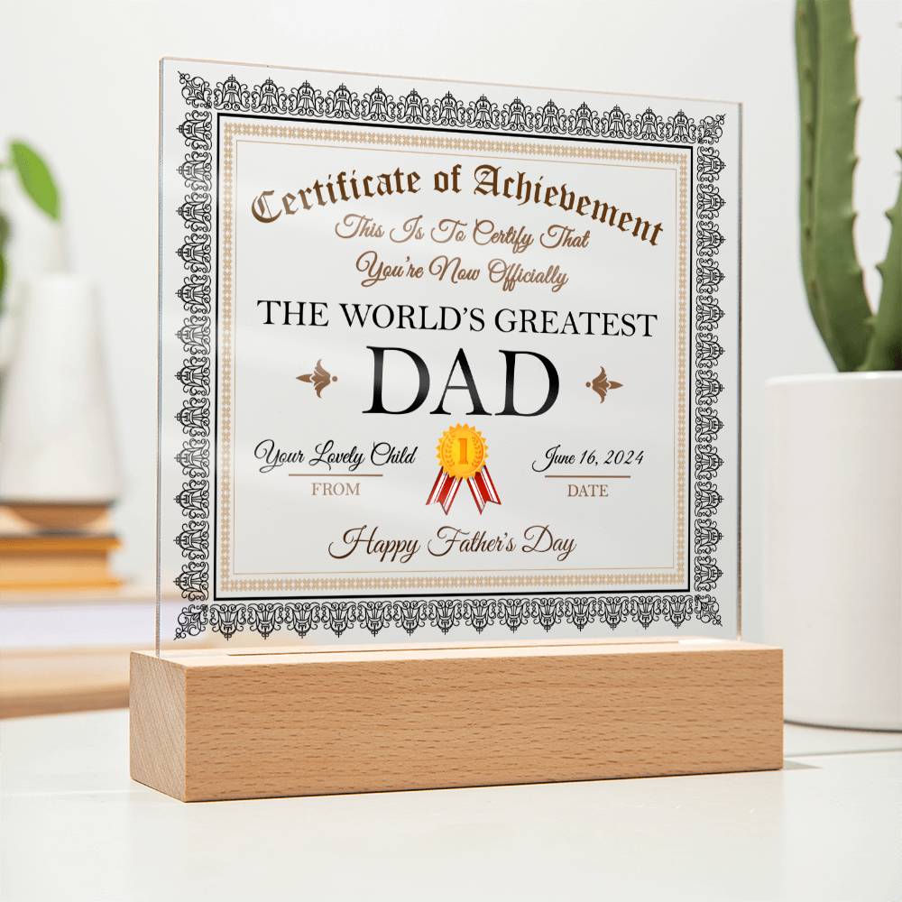 World's Greatest Dad - Acrylic Display Centerpiece For Dad