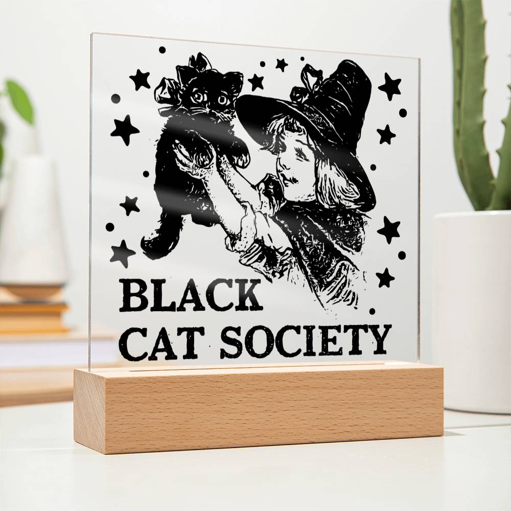 Black Cat Society - Halloween-Themed Acrylic Display Centerpiece
