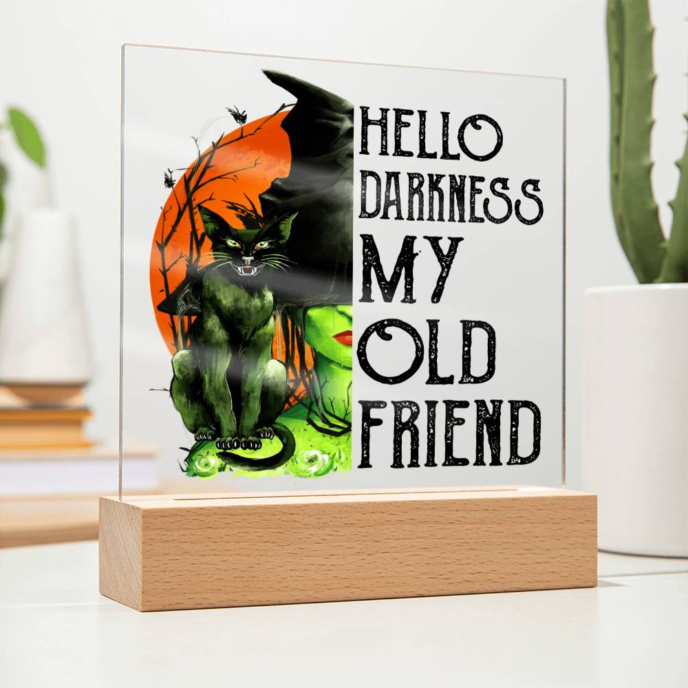 Hello Darkness My Old Friend - Halloween-Themed Acrylic Display Centerpiece