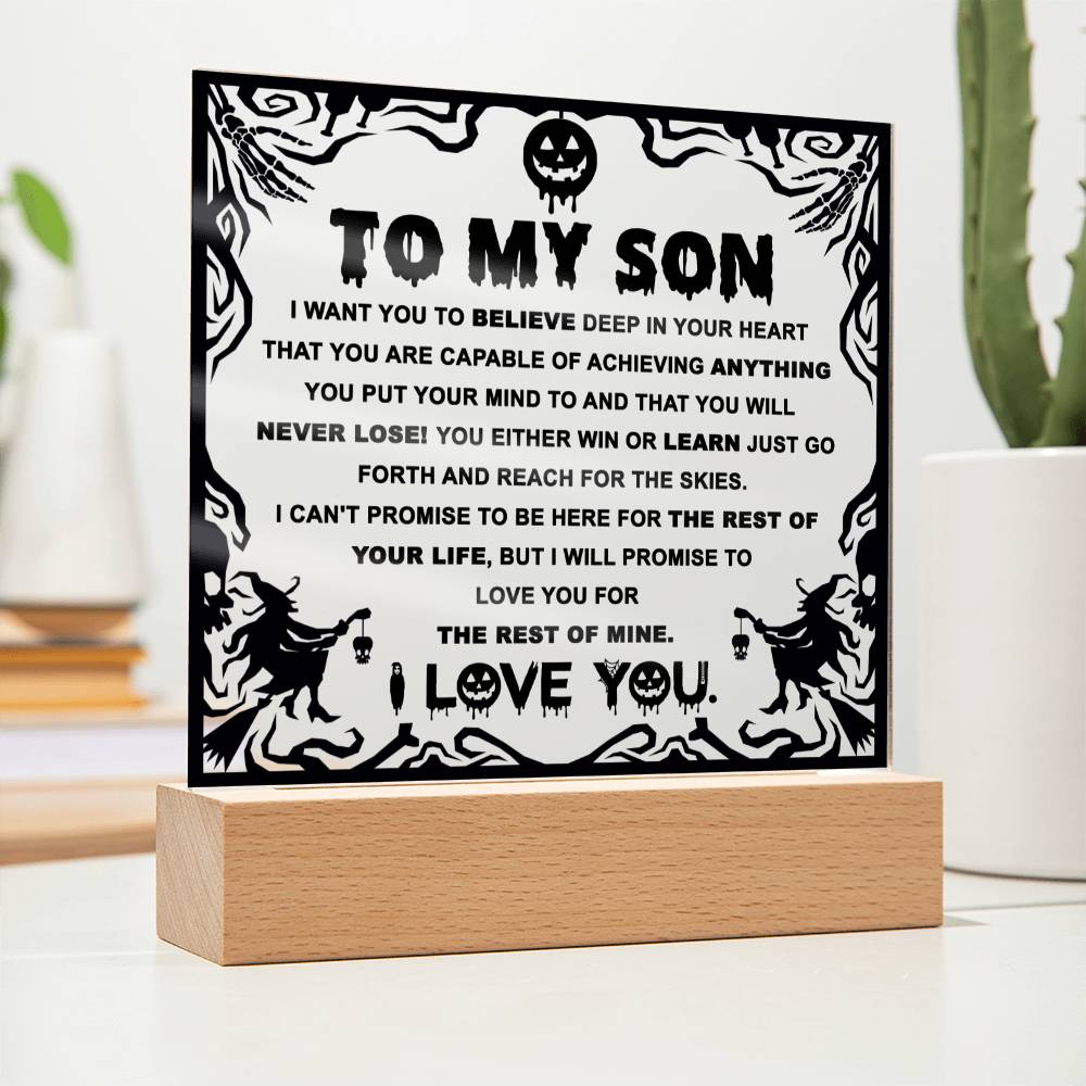 Win Or Learn - Halloween-Themed Acrylic Display Centerpiece For Son