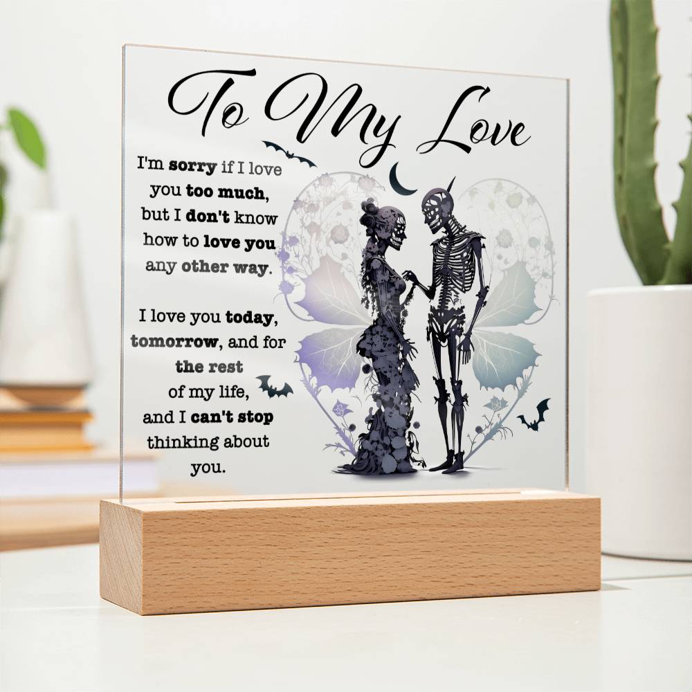 Love You Too Much - Halloween-Themed Acrylic Display Centerpiece