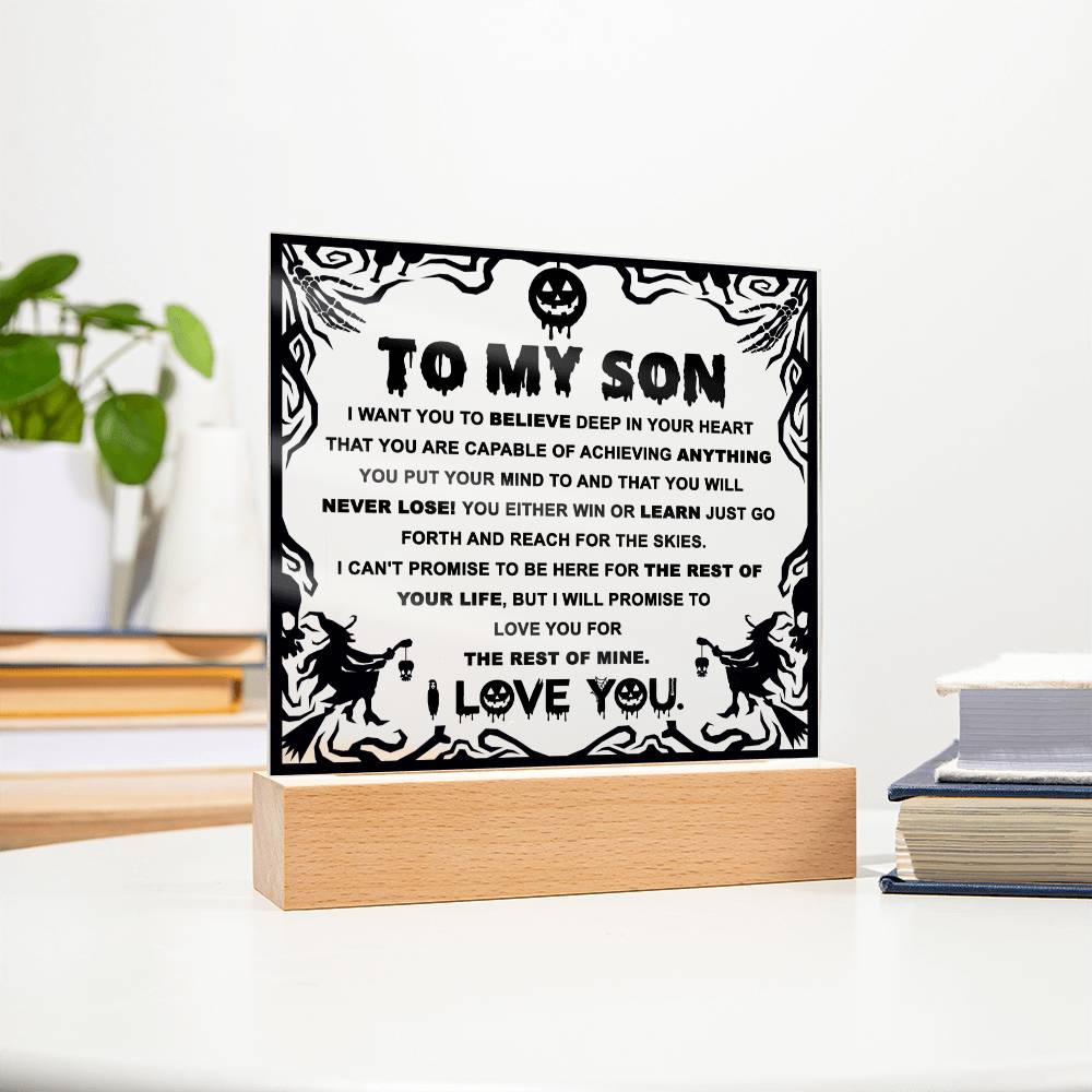 Win Or Learn - Halloween-Themed Acrylic Display Centerpiece For Son