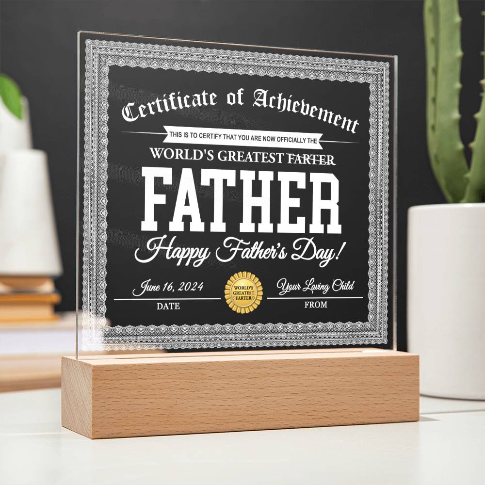 World's Greatest Farter - Acrylic Display Centerpiece For Dad