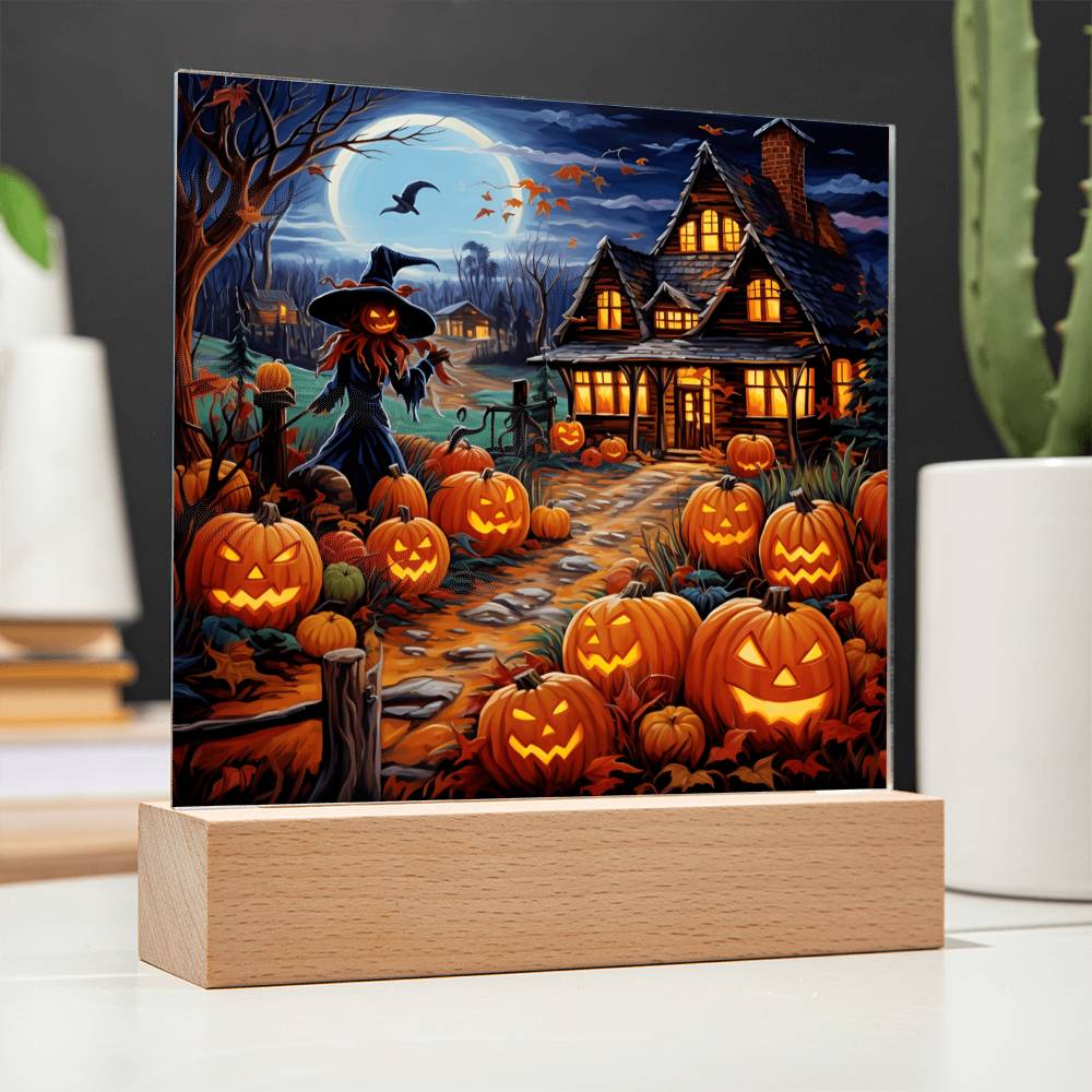 Halloween Mansion Stained Glass Halloween-Themed Acrylic Display Centerpiece