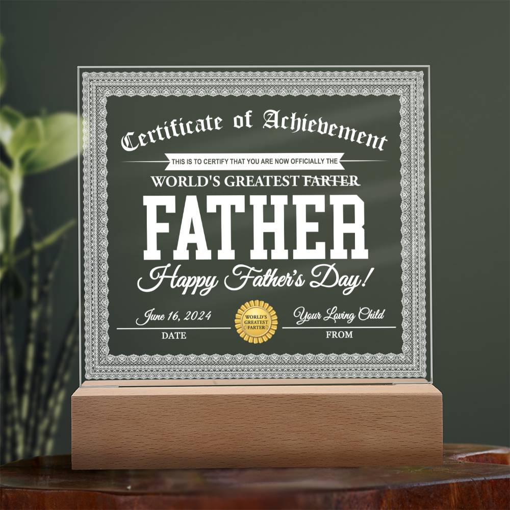 World's Greatest Farter - Acrylic Display Centerpiece For Dad
