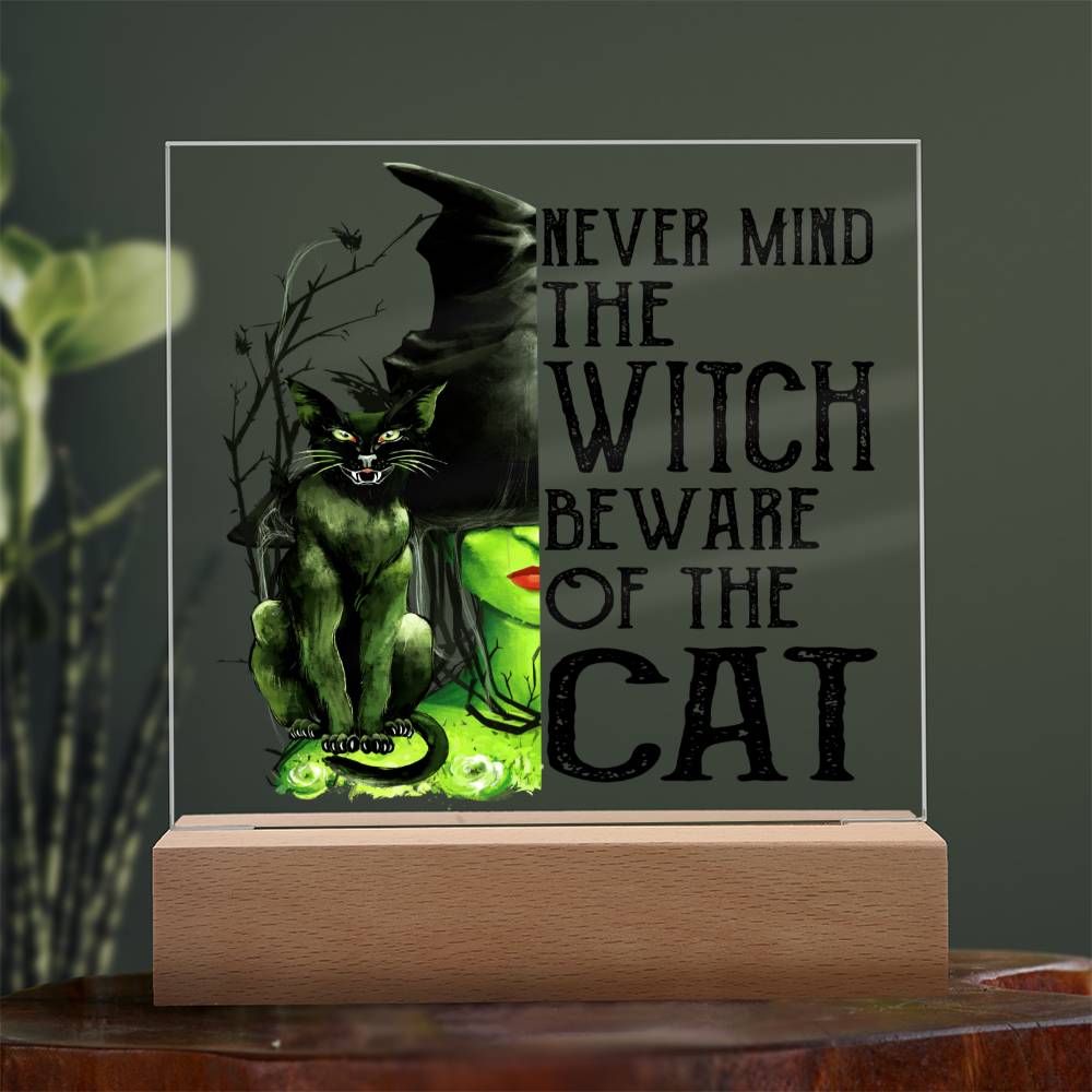 Beware Of The Cat - Halloween-Themed Acrylic Display Centerpiece