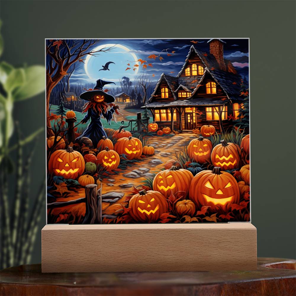 Halloween Mansion Stained Glass Halloween-Themed Acrylic Display Centerpiece