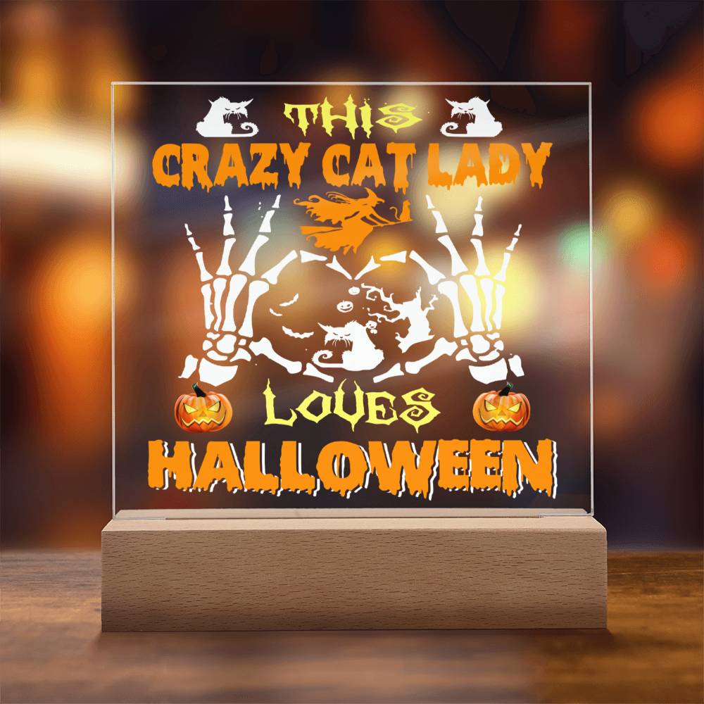 Crazy Cat Lady - Halloween-Themed Acrylic Display Centerpiece