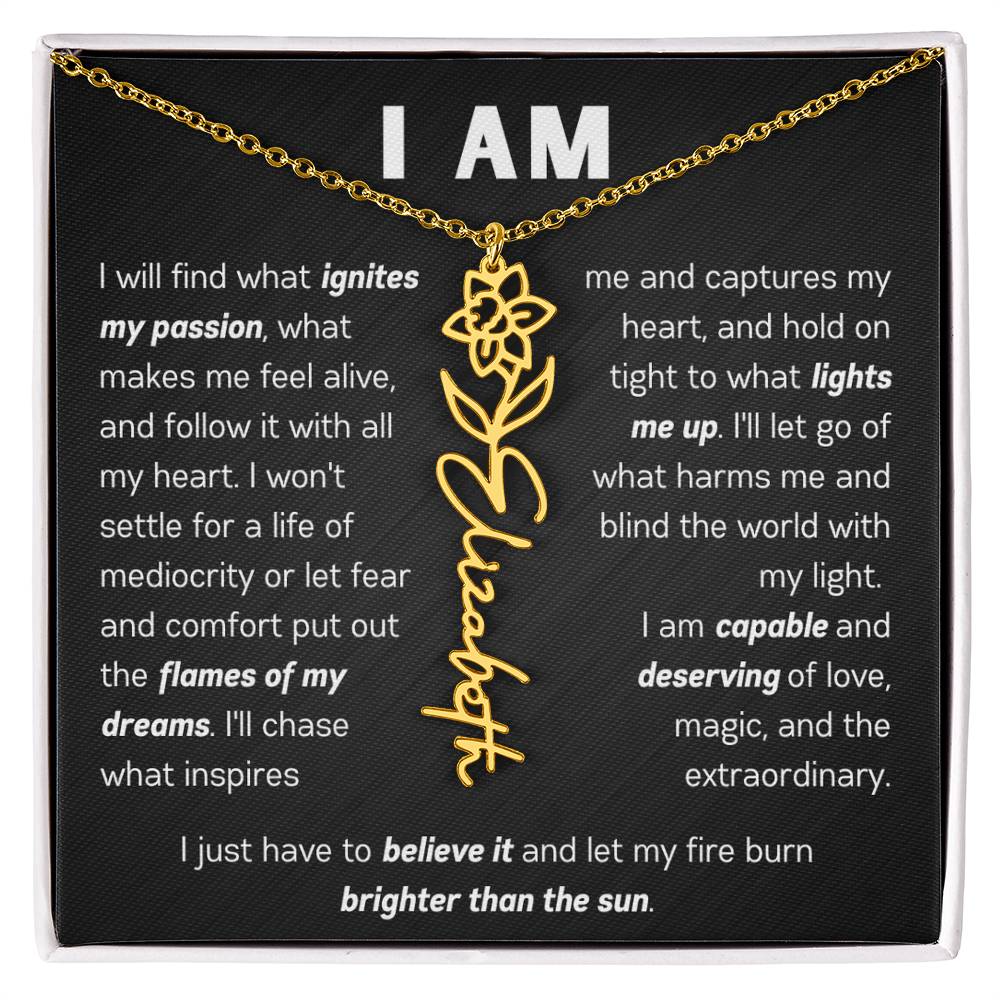 The "I Am" Name Necklace - Customize With Your Name & Birth Flower ๐ผ