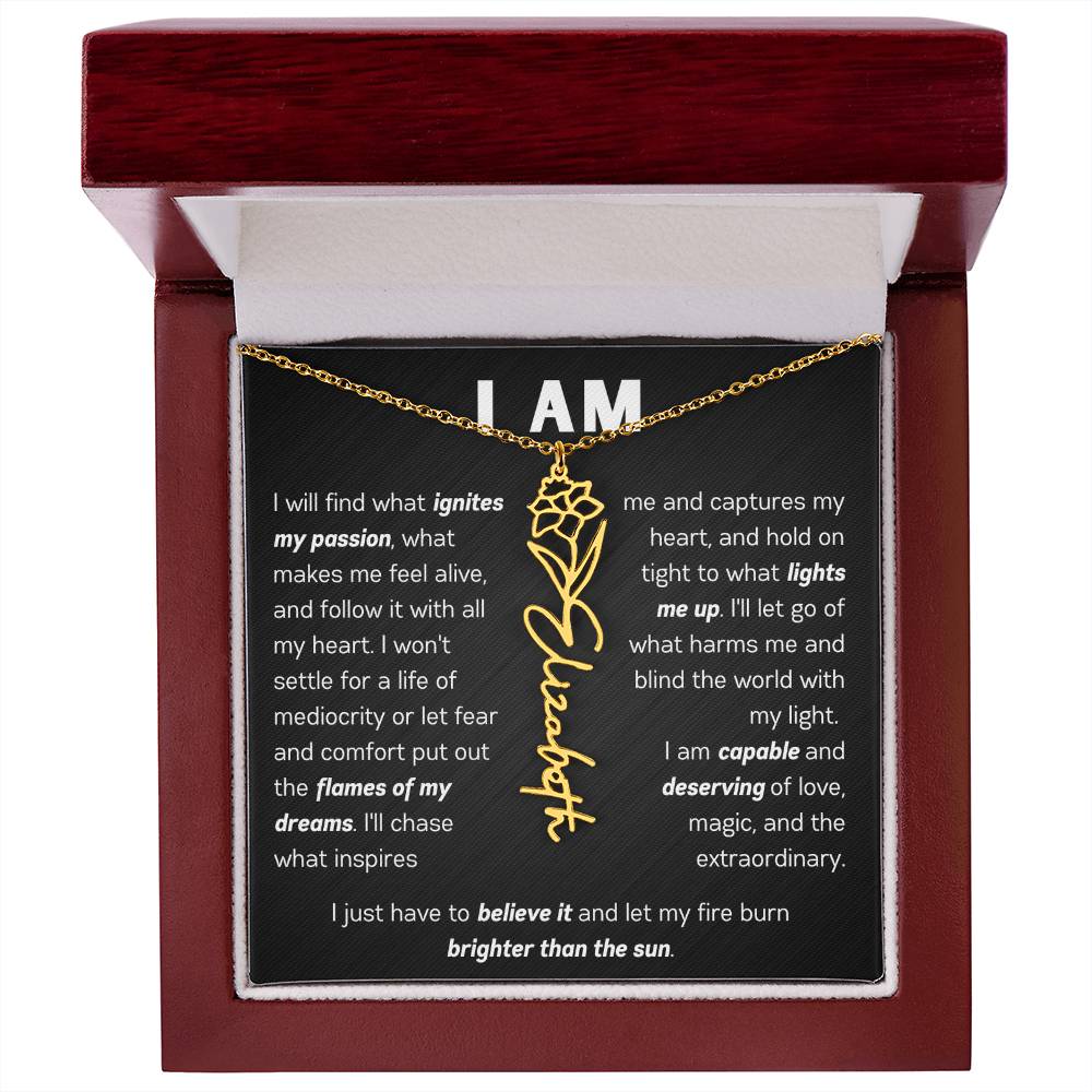 The "I Am" Name Necklace - Customize With Your Name & Birth Flower ๐ผ
