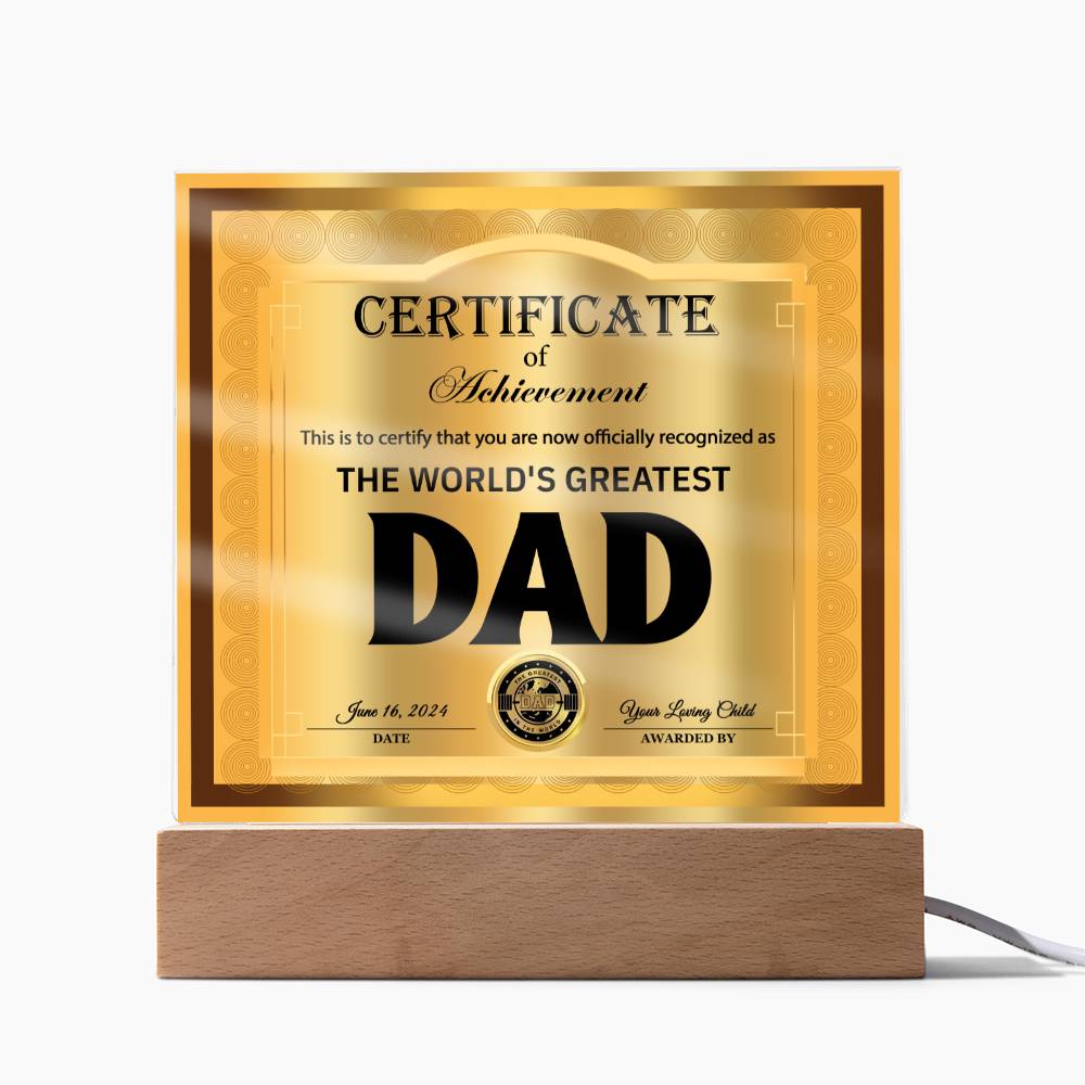 Official Recognition - Acrylic Display Centerpiece For Dad