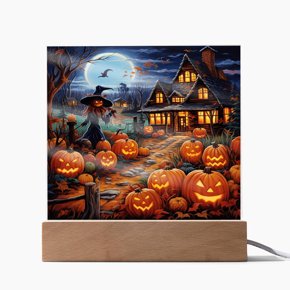 Halloween Mansion Stained Glass Halloween-Themed Acrylic Display Centerpiece