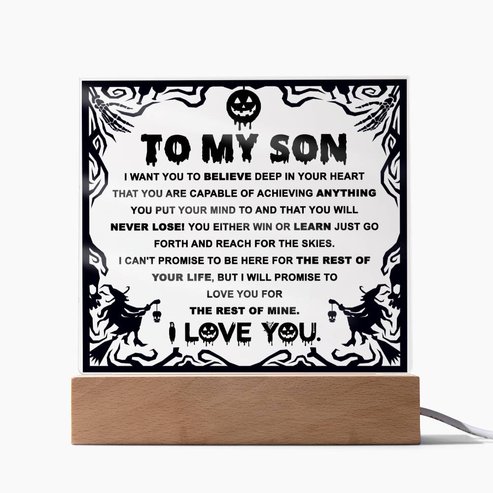 Win Or Learn - Halloween-Themed Acrylic Display Centerpiece For Son
