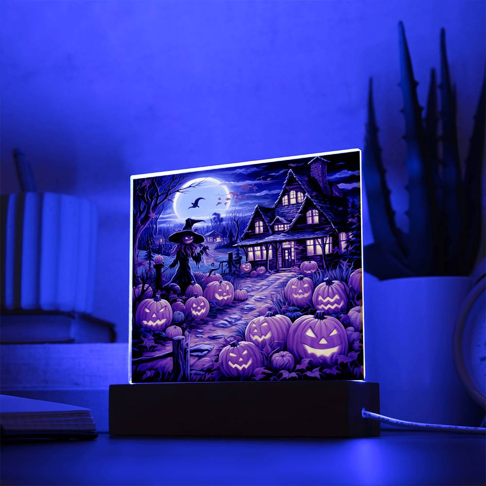 Halloween Mansion Stained Glass Halloween-Themed Acrylic Display Centerpiece