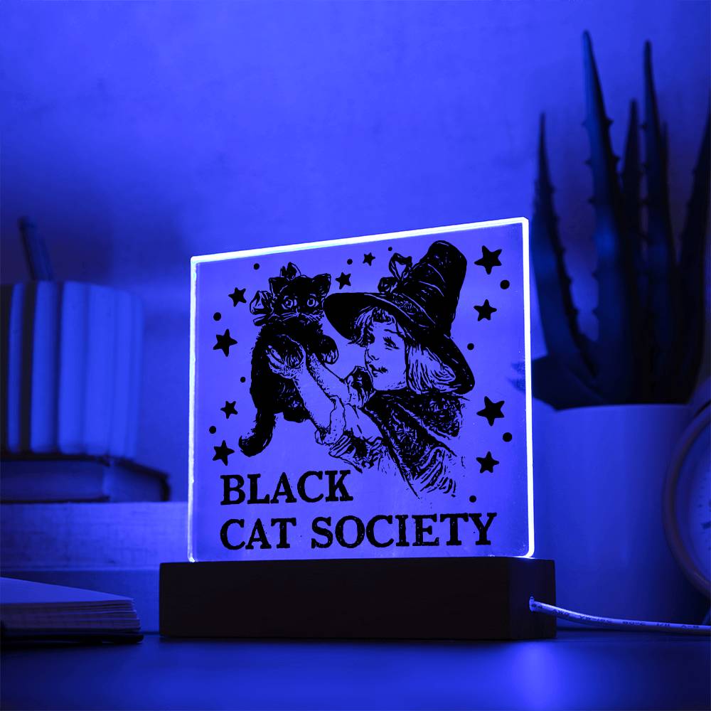 Black Cat Society - Halloween-Themed Acrylic Display Centerpiece